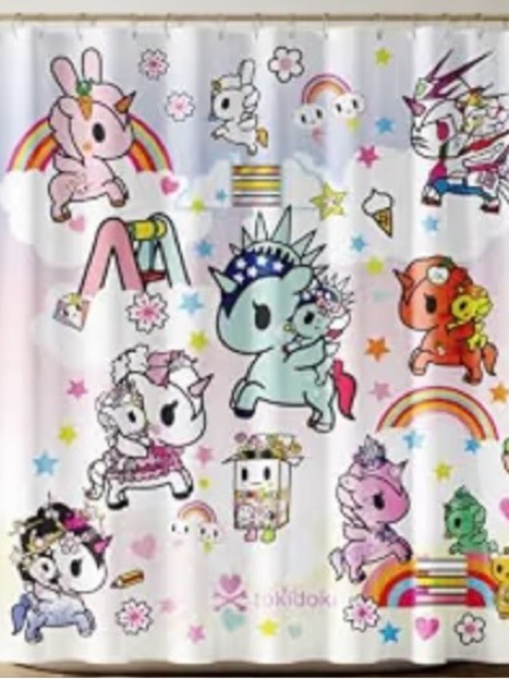 New Tokidoki Unicorno Fabric Shower Curtain